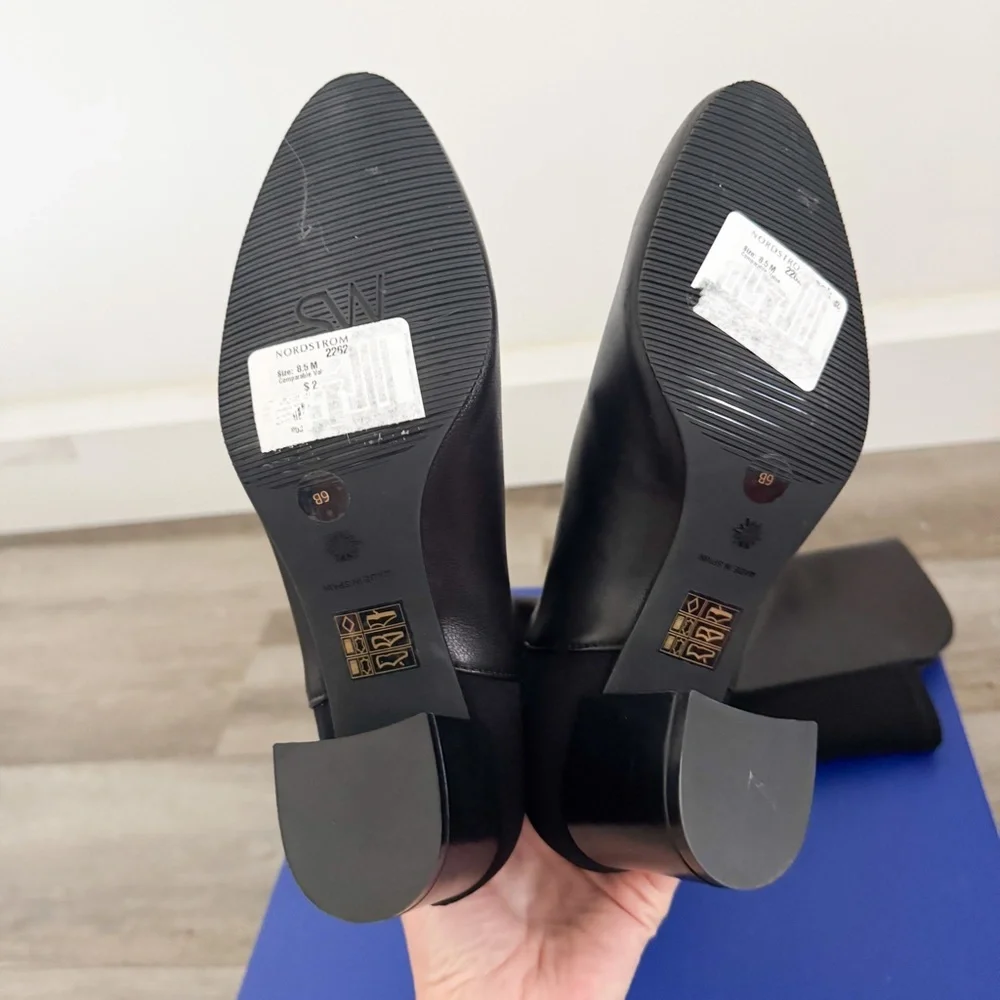 NEW Stuart Weitzman Black Leather Stretch Back Gillian 60 OTK Boots US 6